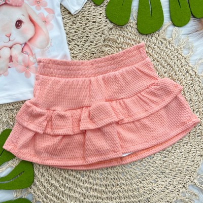 Conj. Blusa Coelhinha e Short Saia - Salmão